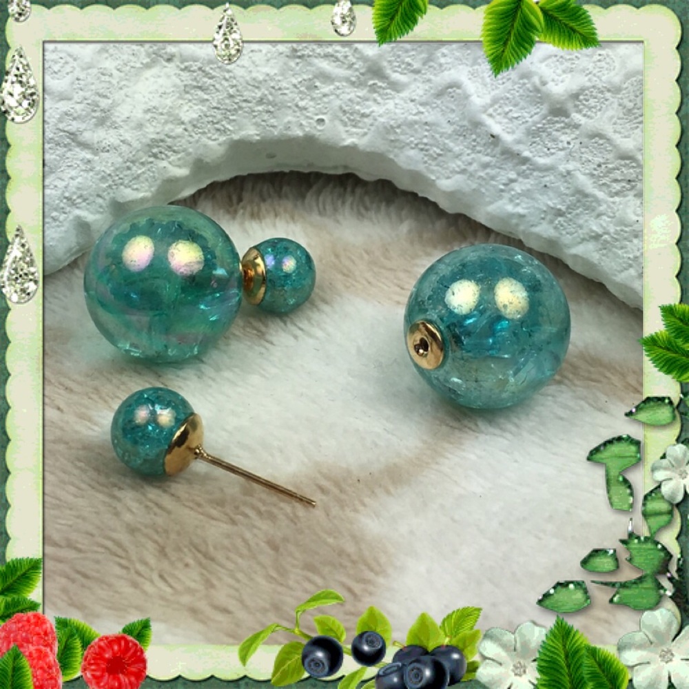 Blue  Double Stud Earrings  PRICE IS FIRM - Picture 4 of 8